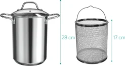 Navaris Spargeltopf Kochtopf Nudeltopf 3,9l - Topf Zum Kochen Von Spargel Oder Spaghetti - Aus Edelstahl Mit Siebeinsatz - BPA-frei Spülmaschinenfest -Haushaltswaren Store 738d13b4345918f78d552af4f1d9ceb8