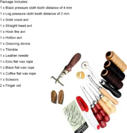 14 Stück Leder Werkzeug Set - Leder Handwerk Handnähen Werkzeuge Mit Nadeln, Gewinde, Maßband, Bohrer Für Leder Leinwand Nähen -Haushaltswaren Store 749256cf684427b4afd4af9104a4f12e