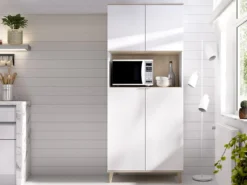 Küchenschrank Mit 4 Türen & 1 Ablage - Weiß & Eichefarben - WAJDI -Haushaltswaren Store 74b37a4c39f49416347a7b7114fa593e