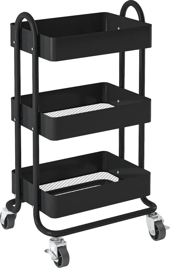 Küchenrollwagen ’Pyhäntä’ 78,5 X 46 X 35 Cm Stahl Schwarz 6 Küchenrollwagen ’Pyhäntä’ 78,5 X 46 X 35 Cm Stahl Schwarz – Bild 4