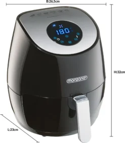 Monzana Heißluftfritteuse Digitales Touch-Display 3,6 L Ohne Öl Fett 6 Programme 1500 W Küche Fritteuse Heißluftofen Schwarz -Haushaltswaren Store 76a20c4f56b1db5777d89a66665992d6