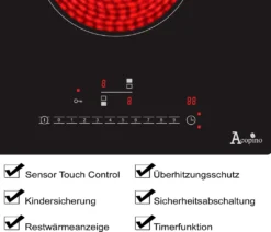 Acopino Glaskeramik Kochfeld Autark Einbaukochfeld KM2 Mit Sensor Touch Control, Zwei Kochzonen -Haushaltswaren Store 79c63038f83a6eabaee62e35bf8a9d30