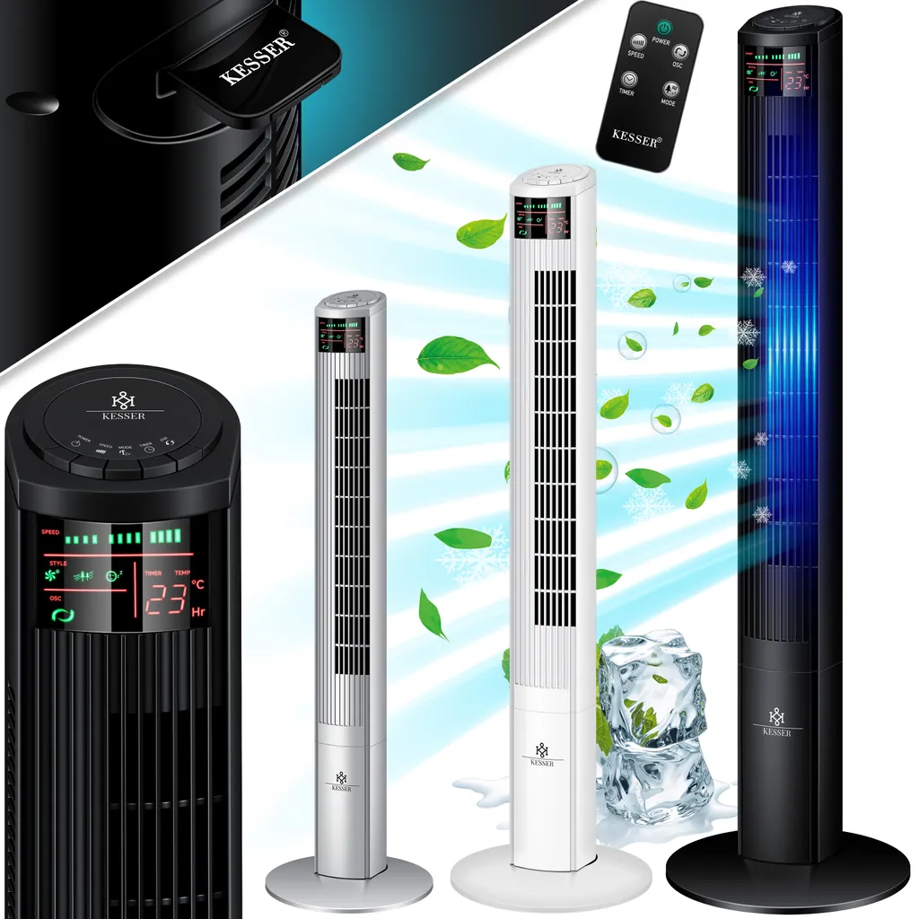 KESSER® Turmventilator Mit Fernbedienung | 120 Cm | Oszilation | 55W | LED-Display | Ventilator Mit 3 Geschwindigkeitsstufen + Timer Bis 12 Stunden + 3 Betriebsmodi + 90° Oszillierend Towerventilator, Farbe:Schwarz 3 KESSER® Turmventilator Mit Fernbedienung | 120 Cm | Oszilation | 55W | LED-Display | Ventilator Mit 3 Geschwindigkeitsstufen + Timer Bis 12 Stunden + 3 Betriebsmodi + 90° Oszillierend Towerventilator, Farbe:Schwarz