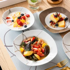 VEWEET Tafelservice 'Nikita' Aus Porzellan, 24 Teilig Geschirrset Beinhatlet Müslischalen, Dessertteller, Speiseteller Und Suppenteller, Geschirrservice Für 6 Personen -Haushaltswaren Store 7a8443894805f0f70a309a683371bc6e