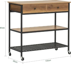 SoBuy FKW112-PF Küchenwagen Servierwagen Küchenregal Kücheninsel Flurschrank Sideboard Beistelltisch Rollwagen Industrie-Design BHT Ca.: 100x93x45cm -Haushaltswaren Store 7d3f9a17e750512759b4b5a15472982f