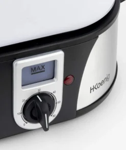 H.Koenig Elektro-Dampfgarer Ohne BPA 12 Liter, 3 Herausnehmbare Behälter, 1000 W, Timer Bis Zu 60 Minuten VAP12, Kunststoff, Metall, Single -Haushaltswaren Store 7e0964901c2a007a980a7ae611b3a859