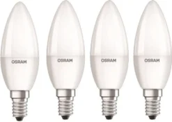OSRAM Set Mit 4 LED-Lampen E14 Mattierte Flamme 5 W Entsprechend 40 W Kaltweiß -Haushaltswaren Store 7e5408fef49ff6119aee0fa4493ba0c7