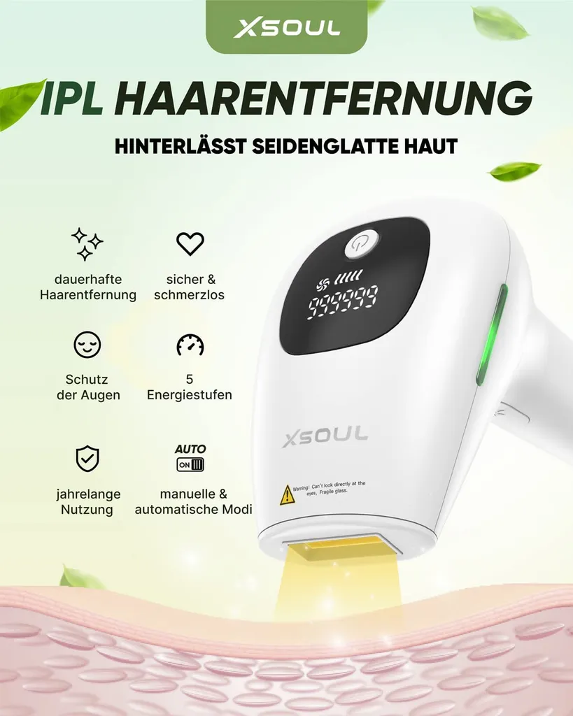 XSOUL IPL Haarentfernung Für Zuhause Für Frauen Und Männer, Dauerhafte Haarentfernung 999,999 Blitze Schmerzfreier Haarentferner Für Achseln Rücken Beine Arme Gesicht Bikinizone, Verkabelt 4 XSOUL IPL Haarentfernung Für Zuhause Für Frauen Und Männer, Dauerhafte Haarentfernung 999,999 Blitze Schmerzfreier Haarentferner Für Achseln Rücken Beine Arme Gesicht Bikinizone, Verkabelt – Bild 2