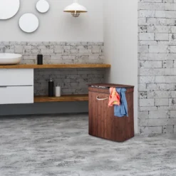 Relaxdays 2 X Wäschekorb Bambus Eckig Grau -Haushaltswaren Store 81d8ae67ed2e421a16c4ac55bfbbc3f3