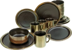CreaTable 23592 Kombiservice Modern Industrial Für 4 Personen, Steinzeug, Schwarz/gold (1 Set, 16-teilig) -Haushaltswaren Store 828e2a65df20e06a46c6dcaaf760f7d2