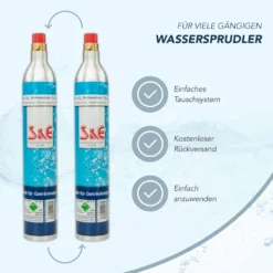 2 X CO2 Reserve-Zylinder Für 425g | 60l Sprudel-Wasser - Kohlensäure Nachfüll-Flasche Kompatibel Mit Soda Wasser-Sprudler -Haushaltswaren Store 83286dee4751e9155ee7b0a71c04172e