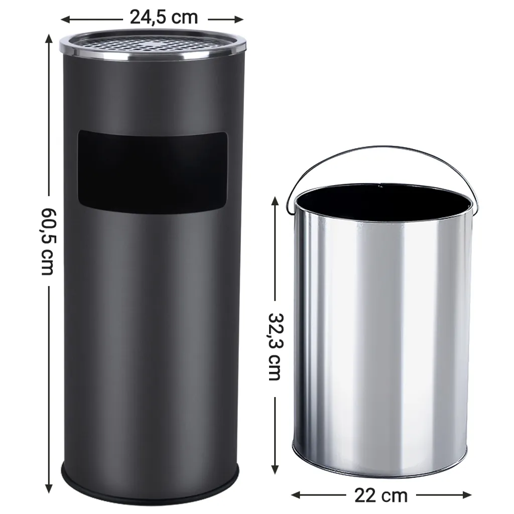 Standaschenbecher 30 L Mit Aschenbecher Schwarz 60,5 X 24,5 Cm Für Draußen Mülleimer Abfalleimer Mit Inneneimer SONGMICS LTB17C 10 Standaschenbecher 30 L Mit Aschenbecher Schwarz 60,5 X 24,5 Cm Für Draußen Mülleimer Abfalleimer Mit Inneneimer SONGMICS LTB17C – Bild 8