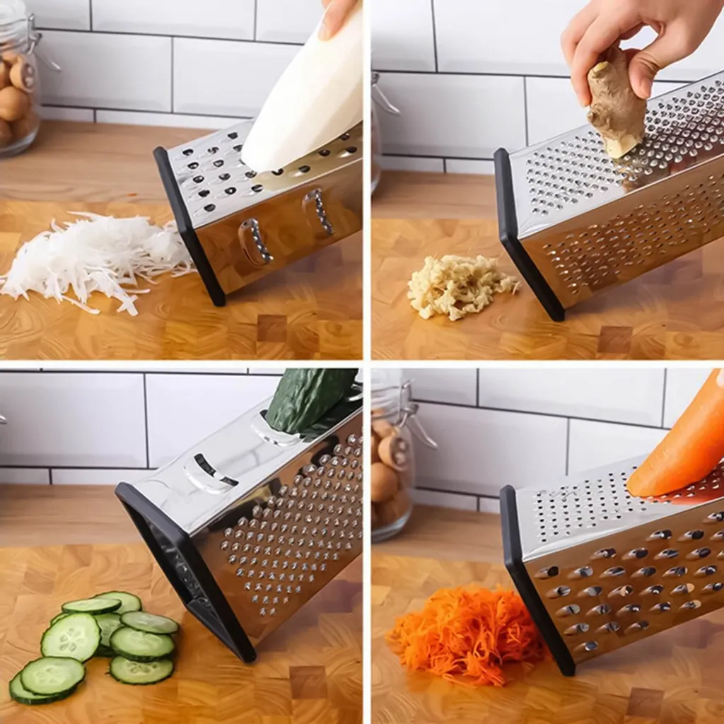 Edelstahl Käsereibe Antihaft Kistenreibe 4 Seiten Für Käse, Gemüse, Ingwer,Karotten 5 Edelstahl Käsereibe Antihaft Kistenreibe 4 Seiten Für Käse, Gemüse, Ingwer,Karotten – Bild 3