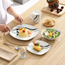 VEWEET Tafelservice 'Teresa' Aus Porzellan 20 Teilig, Geschirrset Beinhatlet Eierbecher, Kaffeetassen, Müslischalen, Dessertteller Und Flachteller, Geschirrservice Für 4 Personen -Haushaltswaren Store 859a7535d1a6a05f8f0e27ca48fa7f6d