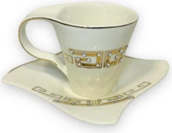 12-teiliges Medusa Mäander Kaffeeservice Mit Goldschliff Kaffeetassen Für 6 Personen 6 Tassen + 6 Untertassen Weiß-Gold Genießen Servieren Kaffee -Haushaltswaren Store 85fdbcbedd792d1d0906c46437521041