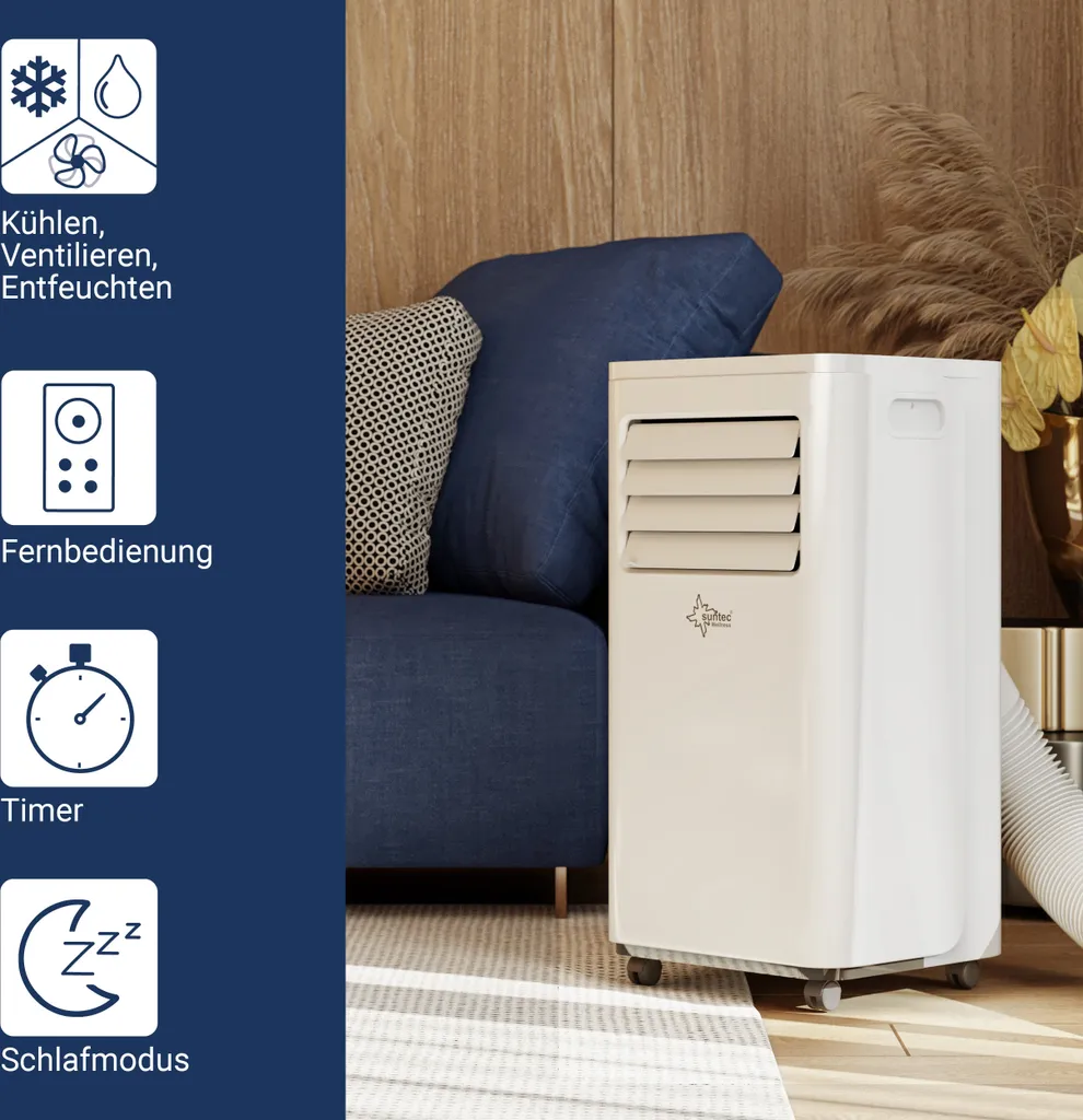 SUNTEC Mobiles Lokales Klimagerät Impuls 2.0 Eco | Für Räume Bis 60 M3 (25 M2) | Inkl. Abluftschlauch | Kühler Und Entfeuchter Mit ökologischem Kühlmittel R290 | 7.000 BTU/h, EEK A 9 SUNTEC Mobiles Lokales Klimagerät Impuls 2.0 Eco | Für Räume Bis 60 M3 (25 M2) | Inkl. Abluftschlauch | Kühler Und Entfeuchter Mit ökologischem Kühlmittel R290 | 7.000 BTU/h, EEK A – Bild 7