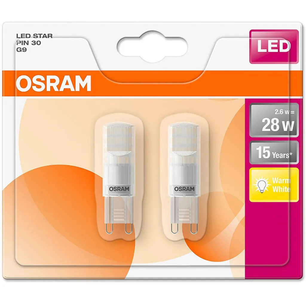 2 X Osram LED Leuchtmittel Stiftsockellampe 2,6W = 30W G9 Matt 290lm Warmweiß 2700K 4 2 X Osram LED Leuchtmittel Stiftsockellampe 2,6W = 30W G9 Matt 290lm Warmweiß 2700K – Bild 2