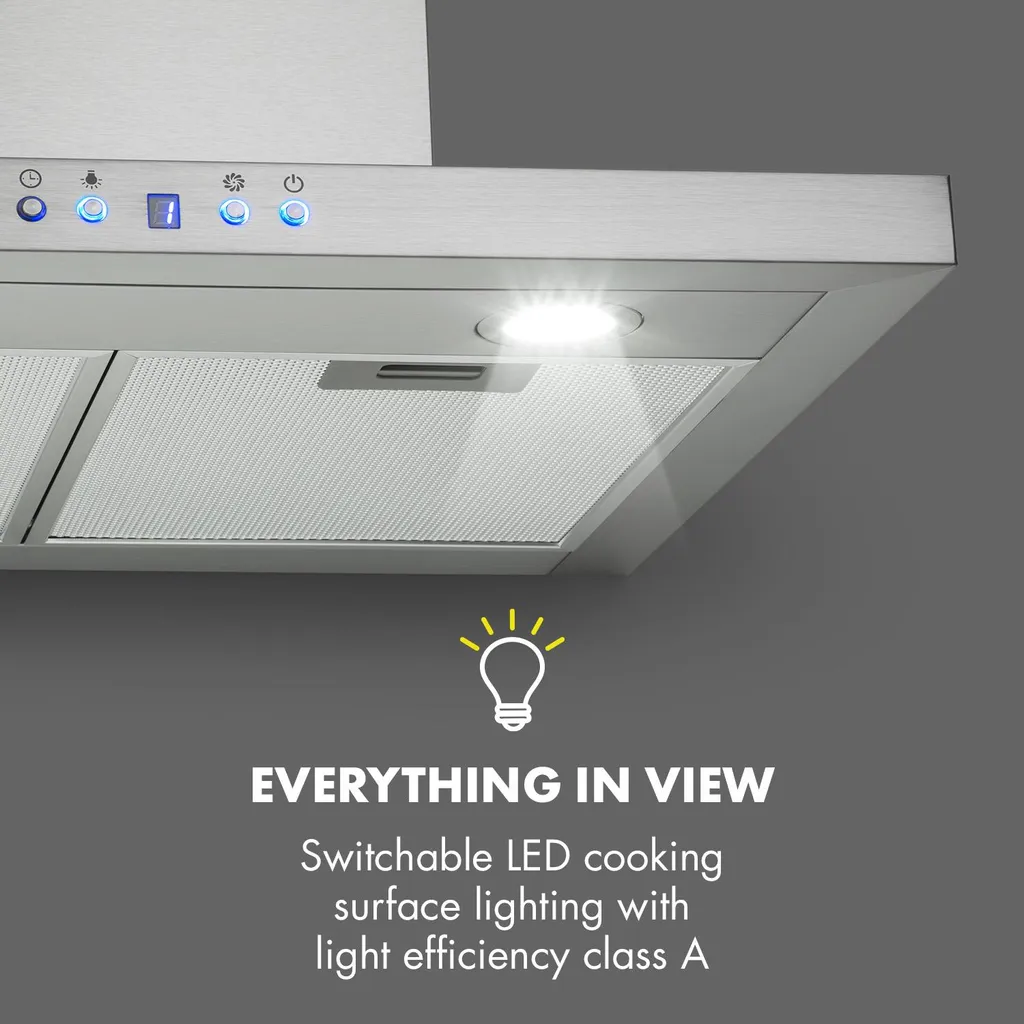 Klarstein Limelight Dunstabzugshaube 60 Cm , Wandhaube , Energieeffizienzklasse A++ , Abluftbetrieb , 600 M³/h , 3 Geschwindigkeitsstufen , Digitalanzeige , LED-Kochfeldbeleuchtung , Umrüstbar Auf Umluftbetrieb , Edelstahl Gebürstet 10 Klarstein Limelight Dunstabzugshaube 60 Cm , Wandhaube , Energieeffizienzklasse A++ , Abluftbetrieb , 600 M³/h , 3 Geschwindigkeitsstufen , Digitalanzeige , LED-Kochfeldbeleuchtung , Umrüstbar Auf Umluftbetrieb , Edelstahl Gebürstet – Bild 8