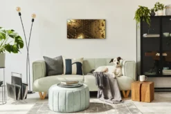 Küchenuhr Bürouhr Leinwand Uhr Geräuschlos 60x30 Abstrakte Kunst Hexagone - Schwarze Hände -Haushaltswaren Store 899496c0b977fb63dab4eb69286aa65f