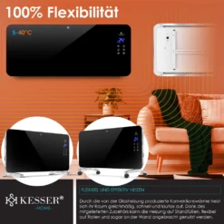 KESSER® Elektro Glasheizung Konvektor Elektroheizung Heizung Heizkörper Touch Display, Modell:Schwarz / 2000 Watt 14 KESSER® Elektro Glasheizung Konvektor Elektroheizung Heizung Heizkörper Touch Display, Modell:Schwarz / 2000 Watt -Haushaltswaren Store 8ad0225a68f2d184e1975ef7eafc4f1d