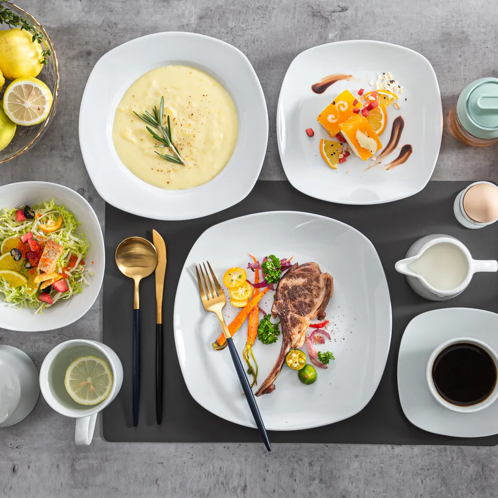 MALACASA, Serie Elisa, 50-teilig Tafelservice Aus Porzellan Für 6 Personen, Kombiservice Frühstückservice Kaffeeservice Mit Eierbecher, Kaffeetassen, Untertassen, Müslischalen, Dessertteller 6 MALACASA, Serie Elisa, 50-teilig Tafelservice Aus Porzellan Für 6 Personen, Kombiservice Frühstückservice Kaffeeservice Mit Eierbecher, Kaffeetassen, Untertassen, Müslischalen, Dessertteller – Bild 4