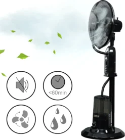 Nebelventilator 75W Mit Wassernebel Mit 3 Geschwindigkeitsstufen Standventilator Ventilator Bodenventilator Luftkühler Oszillierend Schwarz -Haushaltswaren Store 8cd10240be1d4b7f179518672dd5e953