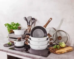 Weiße Keramik-Marmortöpfe Mit Bratpfanne Und Wok Set 15-teiliges -Haushaltswaren Store 8cd1c388b6c163b4ee819231fa3e5042