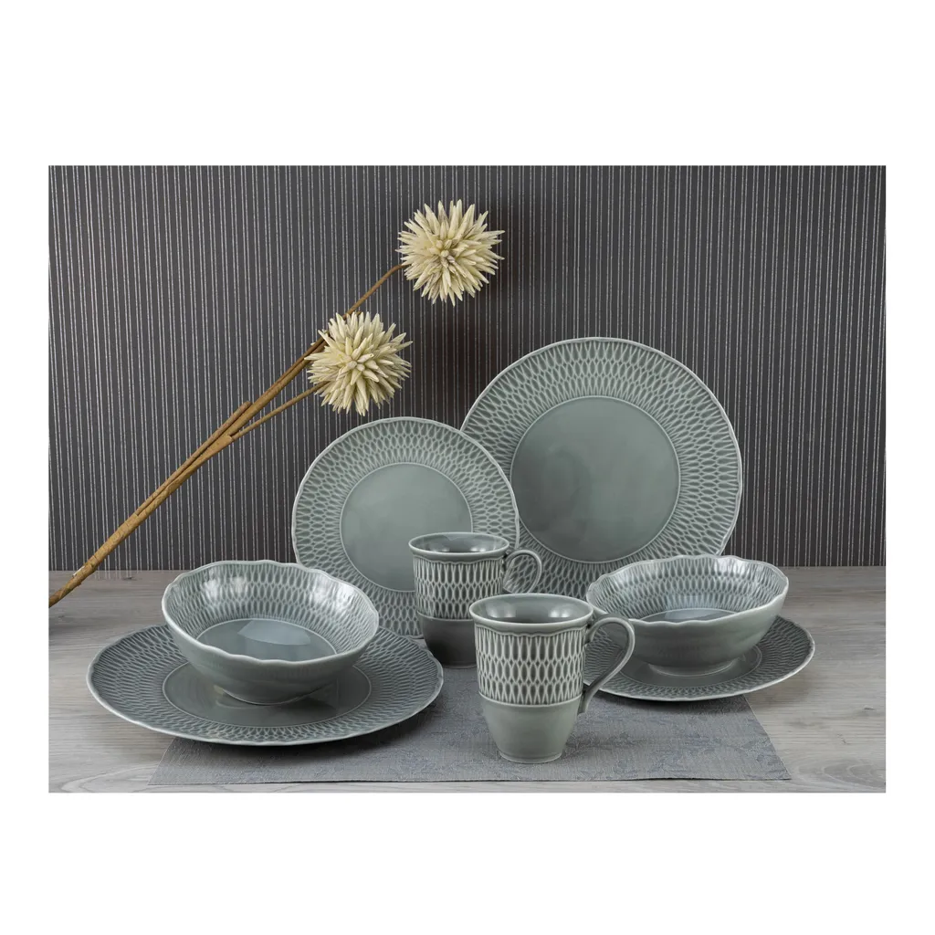 CreaTable 33068 Tafelservice Sofia Für 4 Personen, Porzellan, Grau (1 Set, 12-teilig) 4 CreaTable 33068 Tafelservice Sofia Für 4 Personen, Porzellan, Grau (1 Set, 12-teilig) – Bild 2