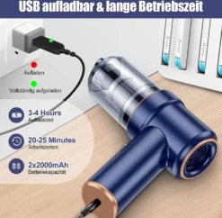 Kabelloser Handstaubsauger Für Auto,Handstaubsauger Akku Stark Mit LED Taschenlampe,Nass Trocken Wiederaufladbar 120W Kabellos Handsauger Für Tastatursauger,PC,Haus,Bürogeräte -Haushaltswaren Store 8dedae1a6aab7f9d310b4b34a9f04ef9