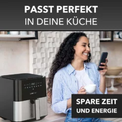 Clatronic® Heißluftfritteuse XXL - 5L Fritteuse Heißluft Für Fettfreies Frittieren, Edelstahl-Airfryer Mit Digitalem Touchscreen, 360° Air-Flow, Heißluft-Friteuse Mit 8 Programmen, 1450W - FR 3782 H -Haushaltswaren Store 8dfea949cf74b758f023de36bd343551