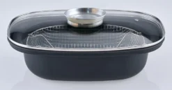 GSW Aromabräter Mit Einsatz 39x25x9,5 Cm / 4 Ltr., Kohlenstoffstahl, Edelstahl Rostfrei, Glas, Aromabräter Mit Aroma-Glasdeckel ø Ca. 39 X 25 X H 9,5cm / Drahteinsatz -Haushaltswaren Store 8e098e6d07021d72dce709b02d7b3da0