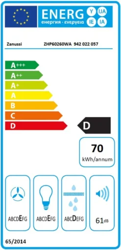 Zanussi - ZHP60260WA - Flachschirm-Dunstabzugshaube - 60 Cm -Haushaltswaren Store 8e64a3948b3687a80c30ffeaa528e041