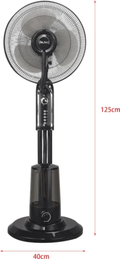 Nebelventilator 75W Mit Wassernebel Mit 3 Geschwindigkeitsstufen Standventilator Ventilator Bodenventilator Luftkühler Oszillierend Schwarz -Haushaltswaren Store 8f37c564f6e724ea5add3b3155ee8994