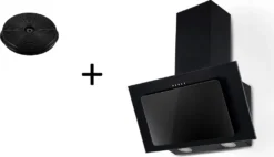 Dunstabzugshaube Schräghaube Kopffrei Schwarz 60 Cm + Filter Umluftset Respekta