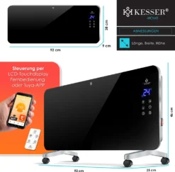 KESSER® Elektro Glasheizung Konvektor Elektroheizung Heizung Heizkörper Touch Display, Modell:Schwarz / 2000 Watt 17 KESSER® Elektro Glasheizung Konvektor Elektroheizung Heizung Heizkörper Touch Display, Modell:Schwarz / 2000 Watt -Haushaltswaren Store 902a7a9daeb9426146f986db7e9e220d