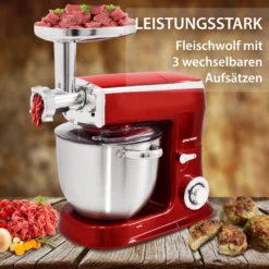Syntrox Küchenmaschine Knetmaschine Mit Fleischwolf Und Mixer - Rot -Haushaltswaren Store 90386220b8020838751ed35c63775f55