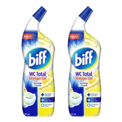 2 Flaschen A 750 Ml Biff WC Total Reiniger Gel Spritzige Zitrone