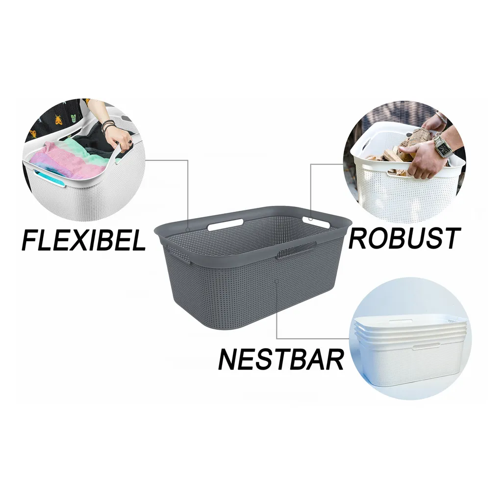 ROTHO Wäschekorb 41 L BRISEN, Farbe:Anthrazit 5 ROTHO Wäschekorb 41 L BRISEN, Farbe:Anthrazit – Bild 3