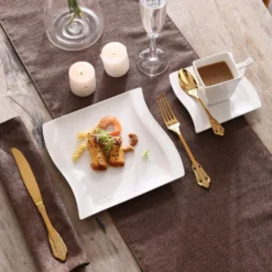 MALACASA, Serie Flora, 18 Tlg . Set Cremeweiß Porzellan Kaffeeservice Geschirrset Mit Je 6 Kuchenteller, 6 Tasse 220ml, 6 Untertasse Für 6 Personen -Haushaltswaren Store 91b8bec01debdb26bdbda7f25bfc050f