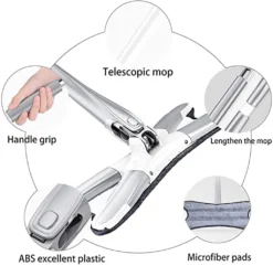 X-Typ Bodenmop, Mit 1 Wiederverwendbaren Polster, 360-Grad-Flachmopp, Kein Handwaschmopp, Haushaltsnass- Und Trockenmop -Haushaltswaren Store 91f6887faeb43058aad468cedde6f15e