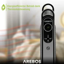 AREBOS Mica Konvektor 2000 W | Wärmewellenheizer | Elektroheizung | Konvektor-Heizung | Mobile Elektroheizung Energiesparend | Leise Heizung | Mobiler Elektro Heizlüfter Mit 2 Heizstufen | Schwarz -Haushaltswaren Store 92801adfeb894a4430b2bd42fe32d7e4