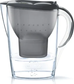 Brita Fill & Enjoy Starterpaket Marella Cool, Gesamtvolumen 2,4 L (gefiltertes Wasser 1,4 L), Incl. 3 Kartuschen MAXTRA+ , Farbe Anthrazit