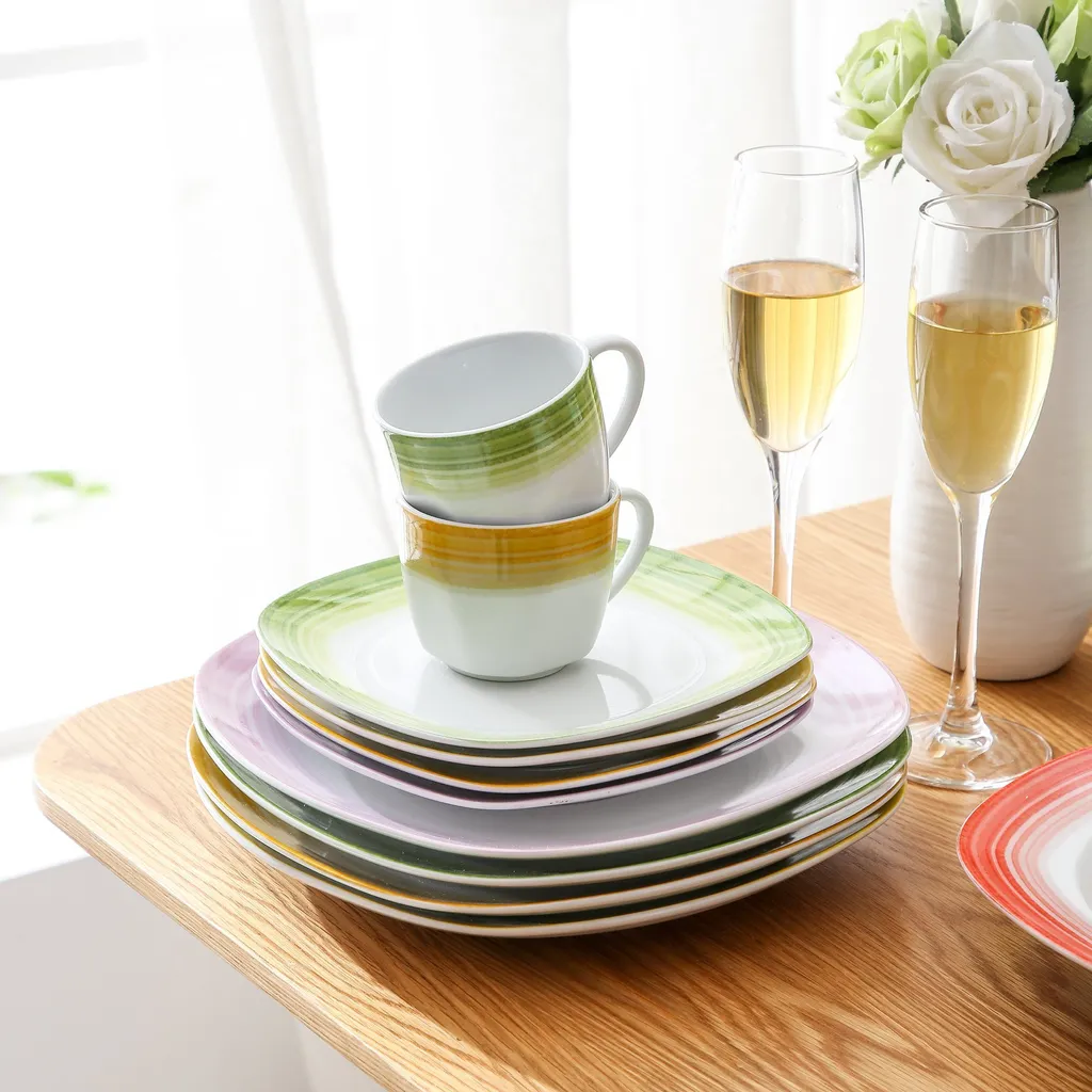 VEWEET Tafelservice 'SPARK' Aus Porzellan, 60-tlg Kombiservice, Kaffeetassen, Untertasse, Dessertteller, Speiseteller Und Suppenteller, Komplettservice Für 12 Personen 10 VEWEET Tafelservice 'SPARK' Aus Porzellan, 60-tlg Kombiservice, Kaffeetassen, Untertasse, Dessertteller, Speiseteller Und Suppenteller, Komplettservice Für 12 Personen – Bild 8