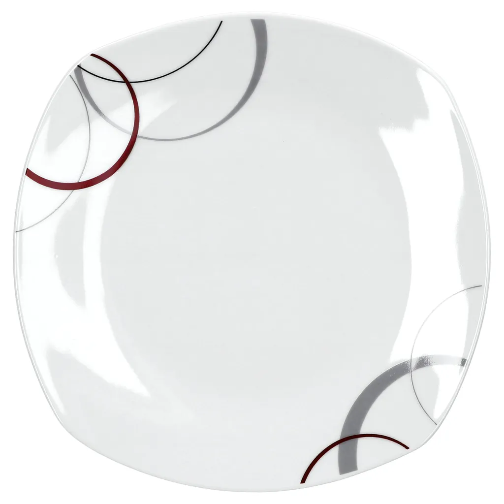 Kaffeeservice Palazzo 18tlg. - Weiß MitNachbildung-Kreisen In Grau Und Dunkelrot - Für 6 Personen 4 Kaffeeservice Palazzo 18tlg. - Weiß MitNachbildung-Kreisen In Grau Und Dunkelrot - Für 6 Personen – Bild 2