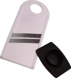 Fackelmann Gemüsehobel Mit Restehalter, Gemüseschneider Mit 2 Edelstahl-Klingen, Hochwertiger Gurkenhobel (Farbe: Weiß/Schwarz), Menge: 1 Stück -Haushaltswaren Store 979c6c119cf750a44dc179fd50591075