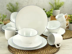 CreaTable 22456 Kombiservice Enjoy Blue Line Für 4 Personen, Porzellan, Weiß (1 Set, 16-teilig) -Haushaltswaren Store 98a08d4bae9f221e3ee6be0405931294