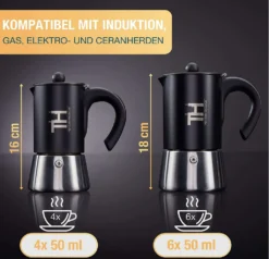 Thiru Espressokocher Induktion L Premium Mokkakanne Aus Edelstahl Inkl. Toolset (Schwarz, 6 Tassen (300ml)) -Haushaltswaren Store 98ad3184b97f59f5e44caf4da79ac5e1