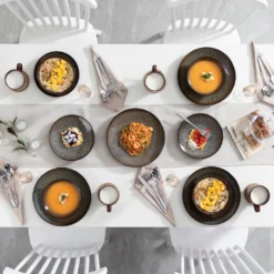 Tafelservice Steinzeug, Vancasso 16-St BUBBLE Kombiservice, Geschirrset Mit Müslischalen, Kaffeetassen, Dessertteller Und Speiseteller Für 4 Personen, Vintage -Haushaltswaren Store 99d9795293c907a82f730e196189f6a3