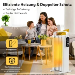 COSTWAY 1500W Ölradiator 5-35℃ Für 20m² Mit 3 Heizstufen Ölheizung Elektrisch 7 Rippen Energiesparend, Heizkörper Mobil, Überhitzungsschutz Weiß 13 COSTWAY 1500W Ölradiator 5-35℃ Für 20m² Mit 3 Heizstufen Ölheizung Elektrisch 7 Rippen Energiesparend, Heizkörper Mobil, Überhitzungsschutz Weiß -Haushaltswaren Store 9a14dfc0b95ec6ca1dbf5c173ababf4d