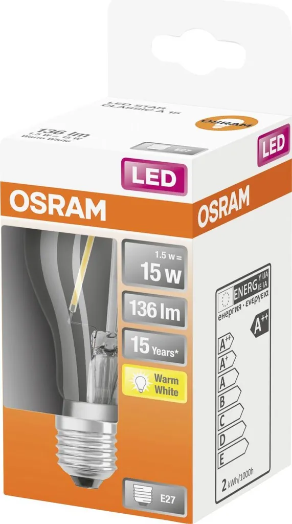 Osram LED Leuchtmitel Star Classic P15 E27 1,5W Warmweiß, Klar 5 Osram LED Leuchtmitel Star Classic P15 E27 1,5W Warmweiß, Klar – Bild 3